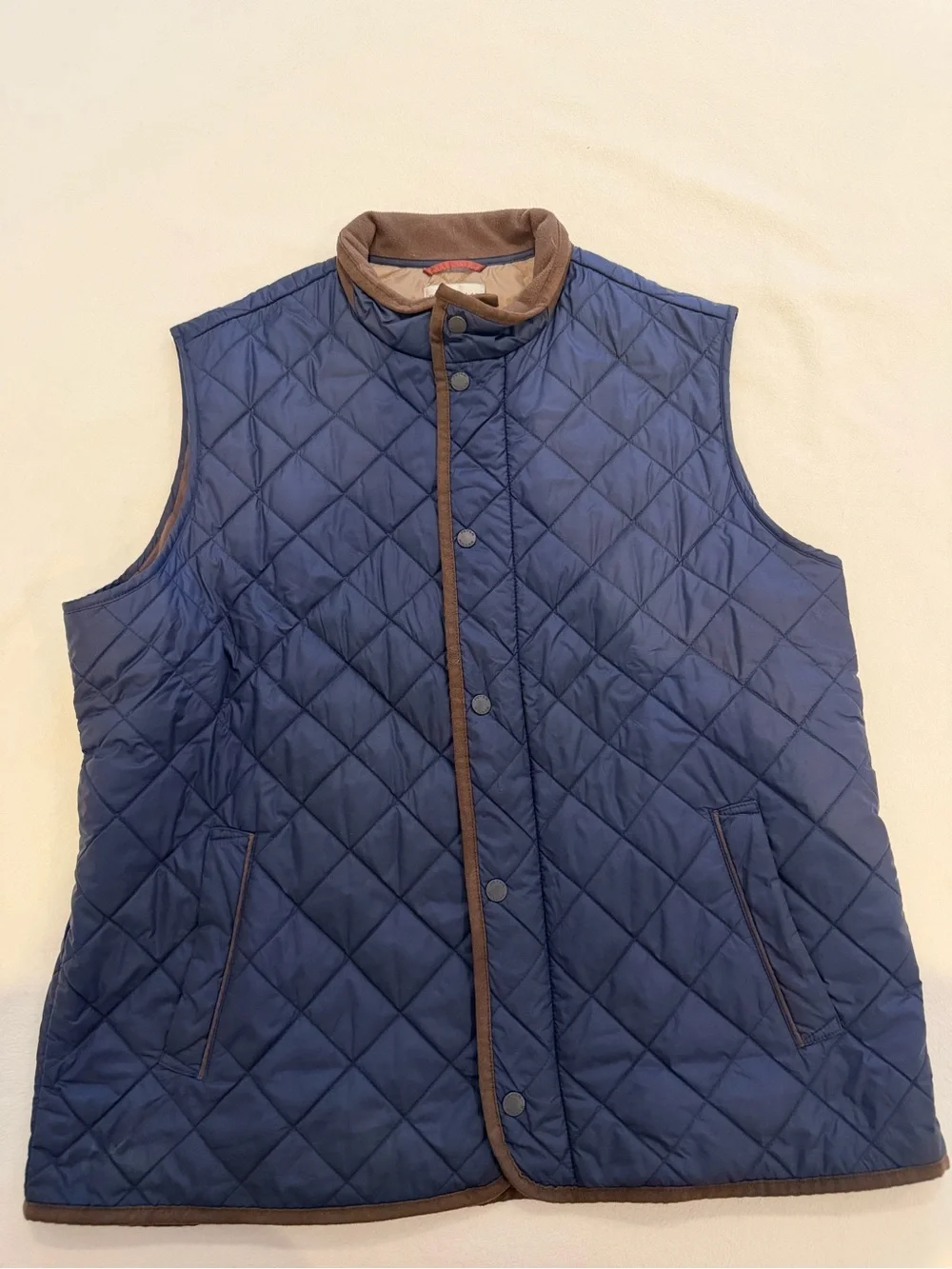 Peter Millar Navy Quilted Vest with Brown Trim XL